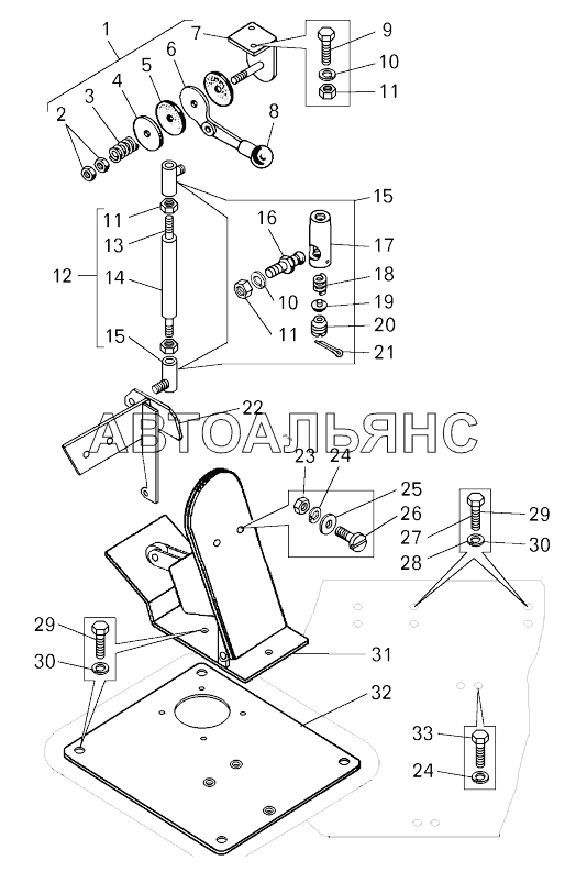 Педаль привода управления подачей топлива (75131-1108002);Pedal of fuel supply control drive