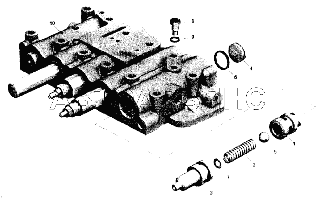 Коробка золотниковая. Аварийный клапан;Spool valve box. Emergency valve