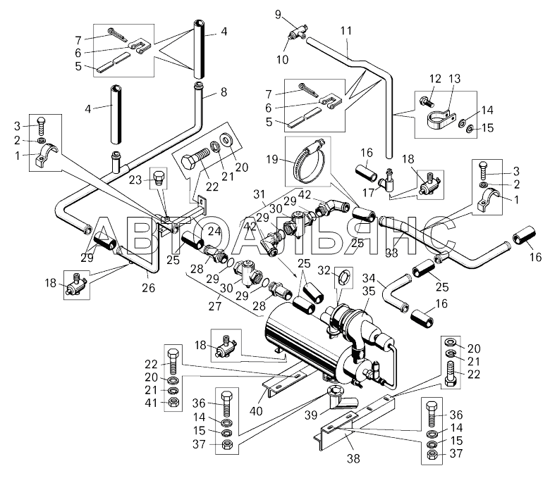 Установка предпускового подогревателя (75131-1000008-10);Mounting of pre-starting heater