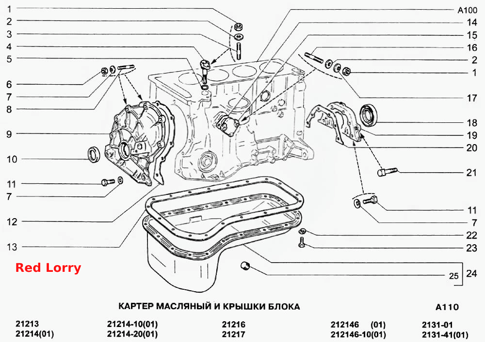 Картер масляный и крышки блока