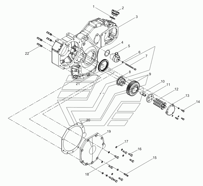 Front wall cover subassembly (gear end)