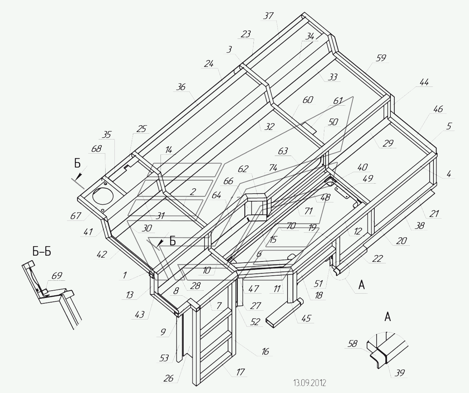 5299-5600500-01 - Каркас мотоотсека с установкой (евро-3, 4)