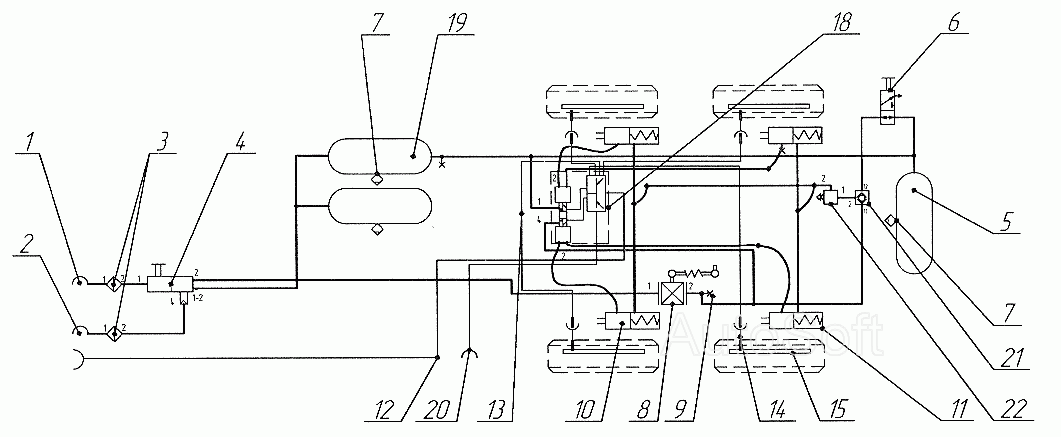 Пневмопривод тормозов с АБС (VCS-2)