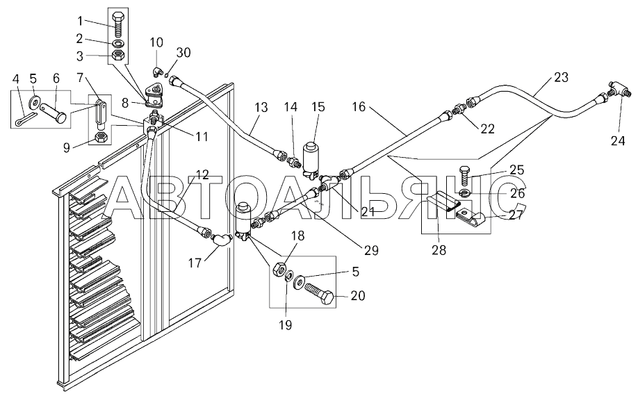 Установка привода жалюзи радиатора (75131-1300015);Mounting of radiator shutters drive