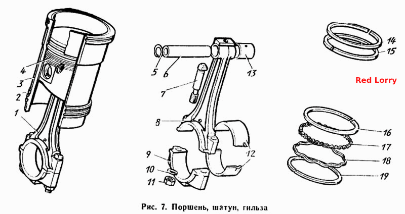 Поршень, шатун, гильза
