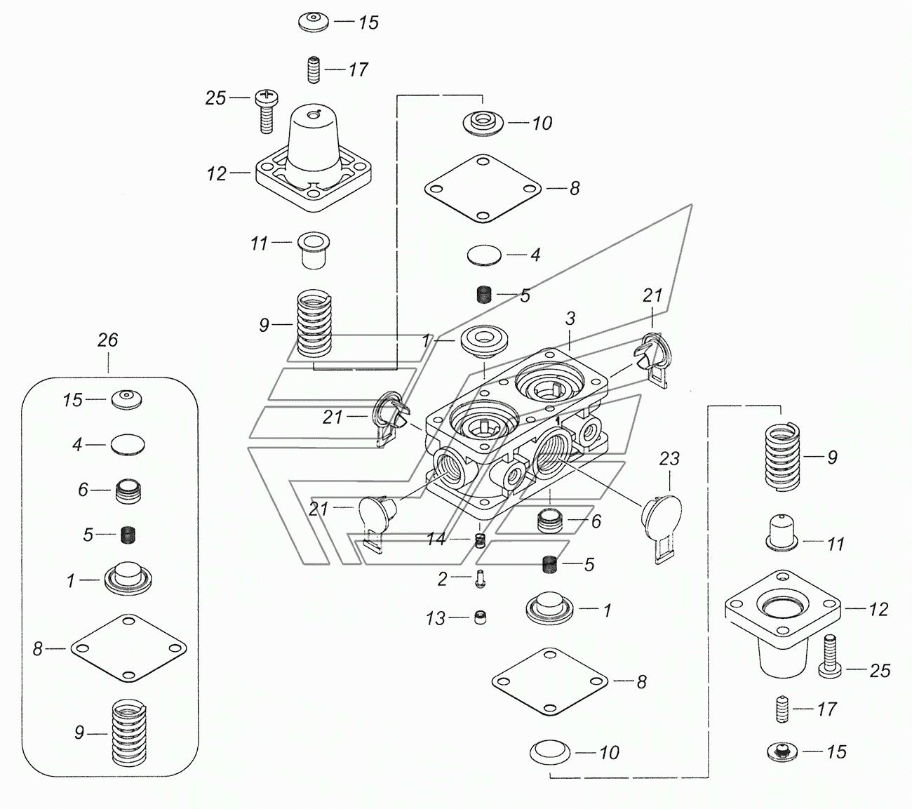 53205-3515400-10, 53215-3515400-10 Клапан защитный четырехконтурный