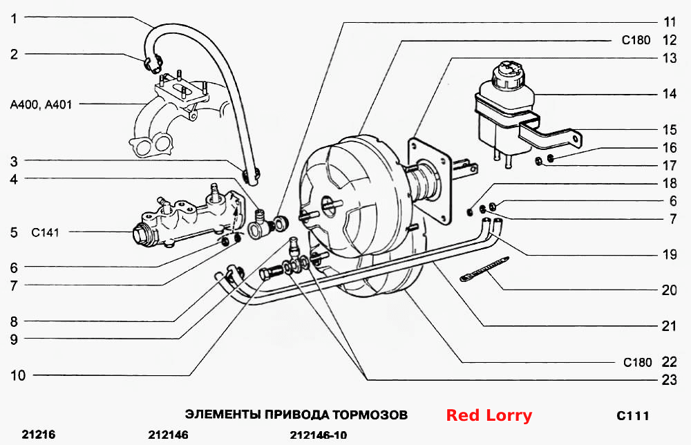 Элементы привода тормозов