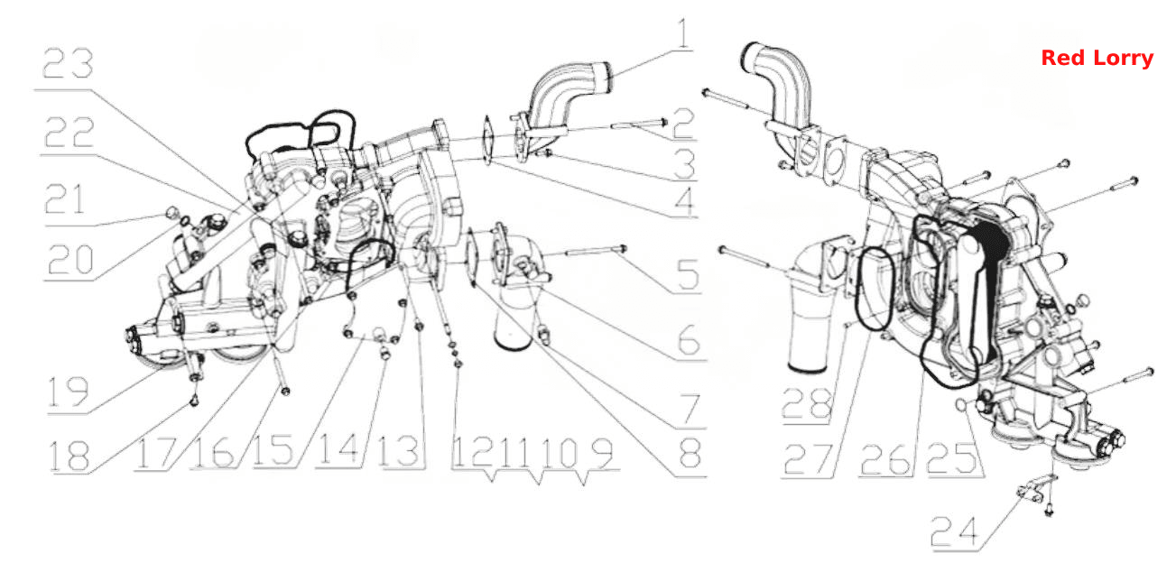 K6100- Oil cooler assembly;Масляный охладитель в сборе