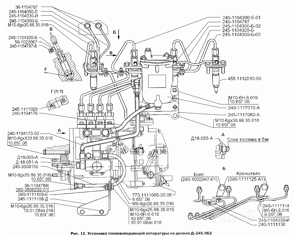 Установка топливоподающей аппаратуры на дизеле Д-245.9Е2