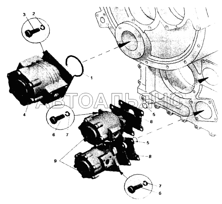 Установка насосов;Mounting of pumps