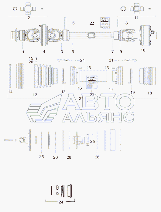 PTO CV 1 - 3/8 - 21 №68395 AND 1 - 3/4 - 20 №68396