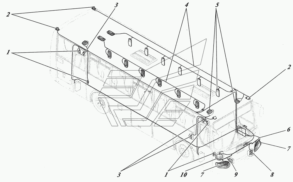 Установка электрооборудования автобуса 4238-3700012, 4238-01-3700012
