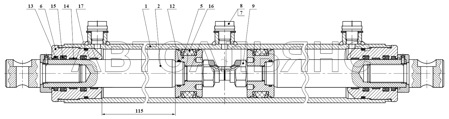 Гидроцилиндр КГЦ 731.63-36/36-115;Hydraulic cylinder КГЦ 731.63-36/36-115