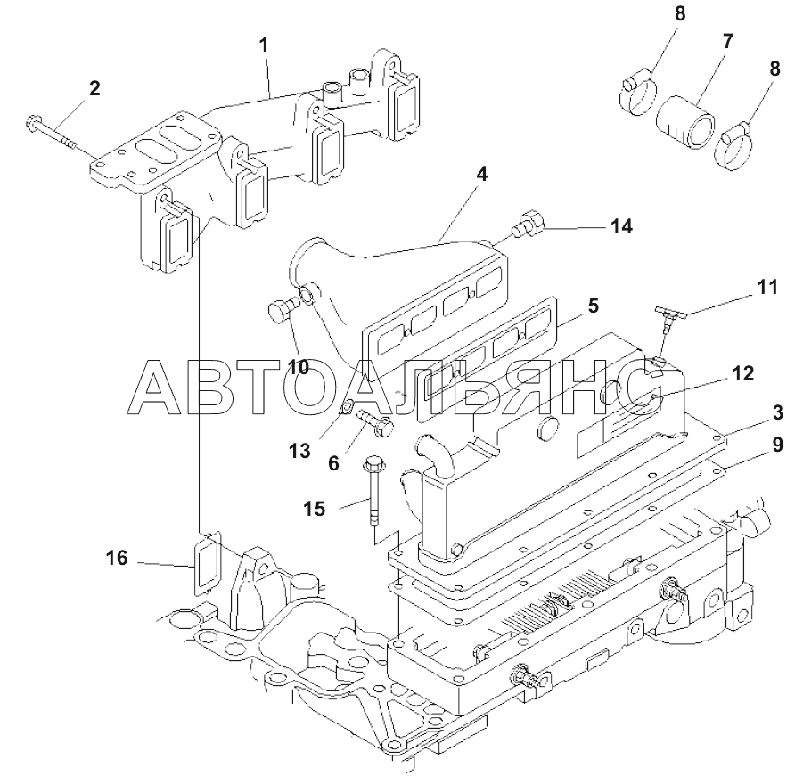 EXHAUST MANIFOLD AND AFTER COOLER