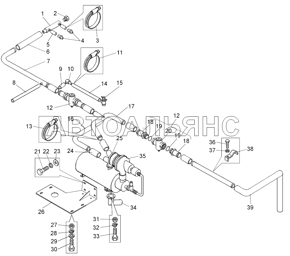 Установка предпускового подогревателя (75581-1000008);Mounting of pre-starting heater