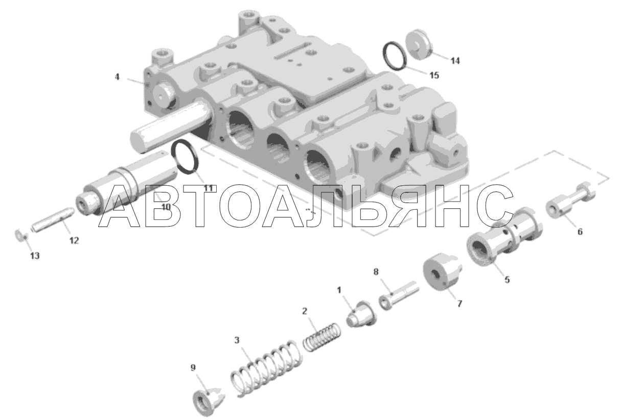 Коробка золотниковая. Регулятор главного давления;Spool-valve box. Main pressure regulator