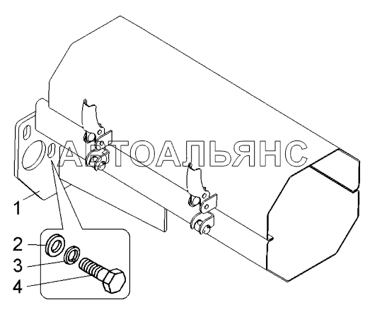 Установка ограждения карданного вала (75310-2235002);Mounting of cardan shaft protective cover