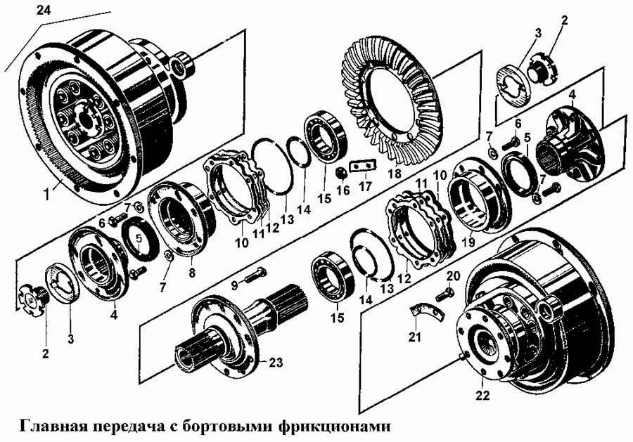 Главная передача с бортовыми фрикционами