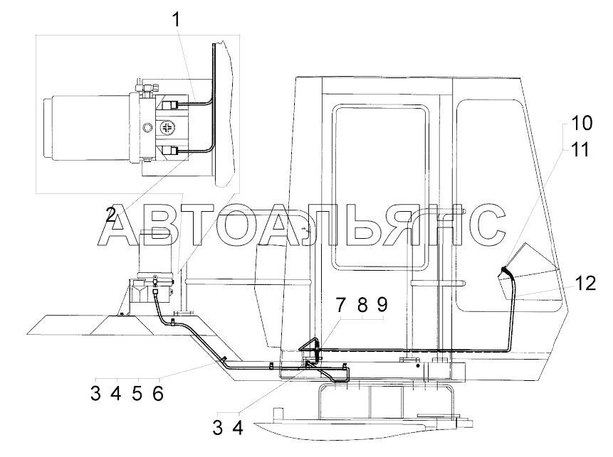 Монтаж проводов системы смазки «Lincoln» ;Lincoln lubrication wiring arrangement