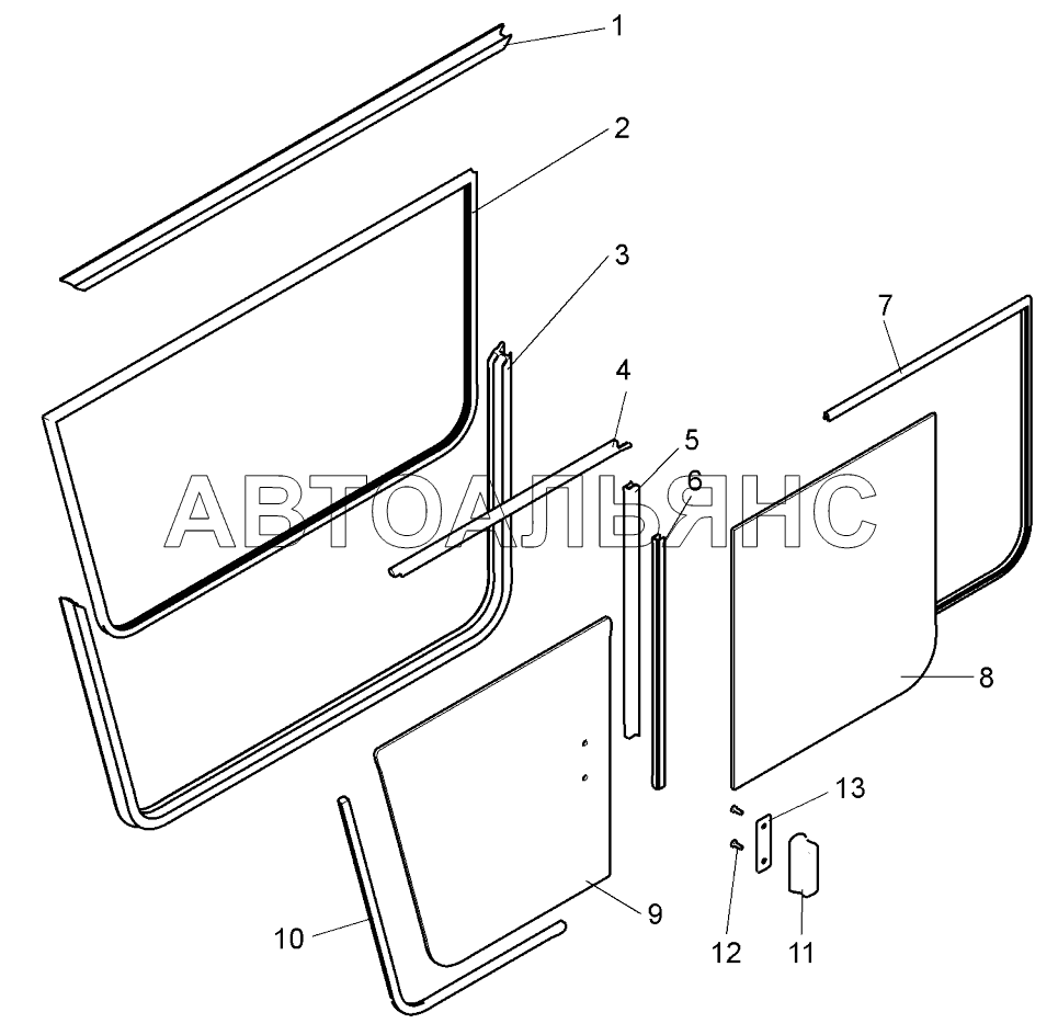 Окно раздвижное (7555В-5403010, 7555В-5403011);Sliding window