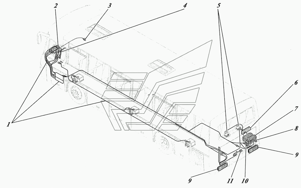 Установка электрооборудования автобуса 4238-3700012, 4238-01-3700012
