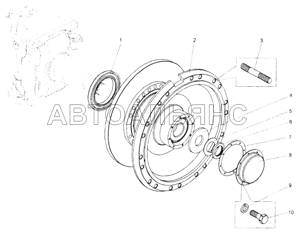 Установка ступицы переднего колеса;Mounting of front wheel hub