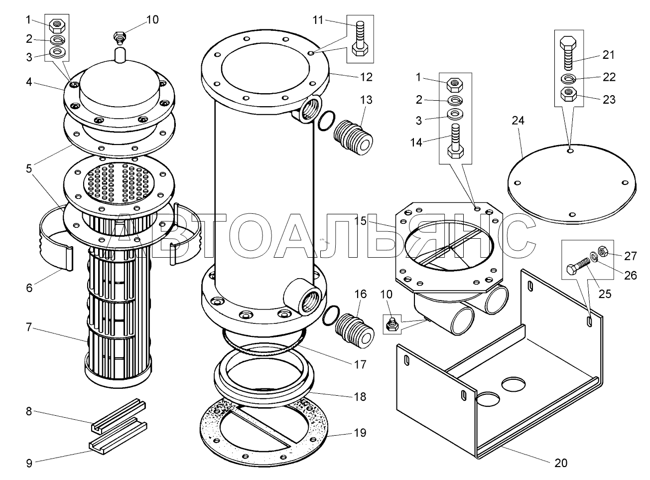 Теплообменник водомасляный и его установка (, );water heat exchanger and its mounting