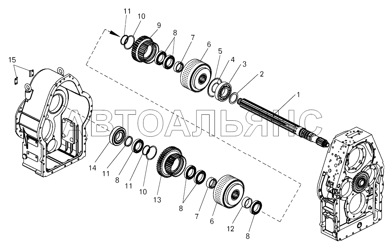 Коробка передач. Установка первичного вала;Gearbox. Mounting of main drive shaft