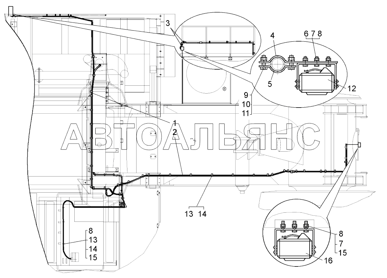 Установка системы видеообзора по шасси (75131-7912002);Mounting of video survey system over chassis