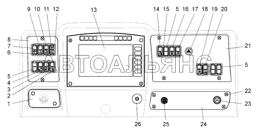 Установка панели приборов (75581-3800020);Mounting of instrumentation panel