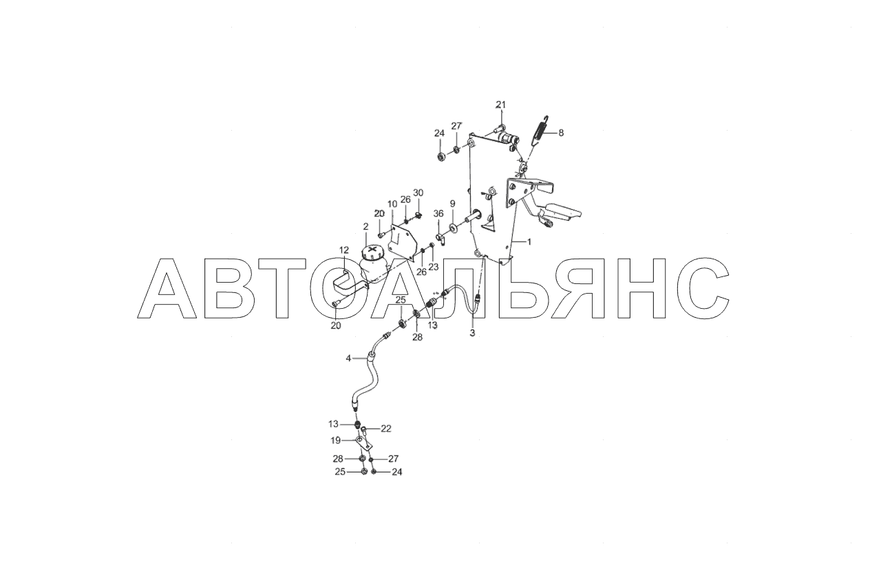 3297-1600006-20 Установка педали и привода выключения сцепления