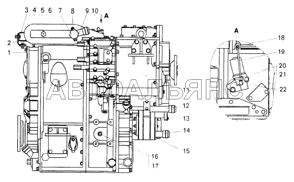Передача гидромеханическая. Трубопроводы;Hydromechanical gear unit assembly