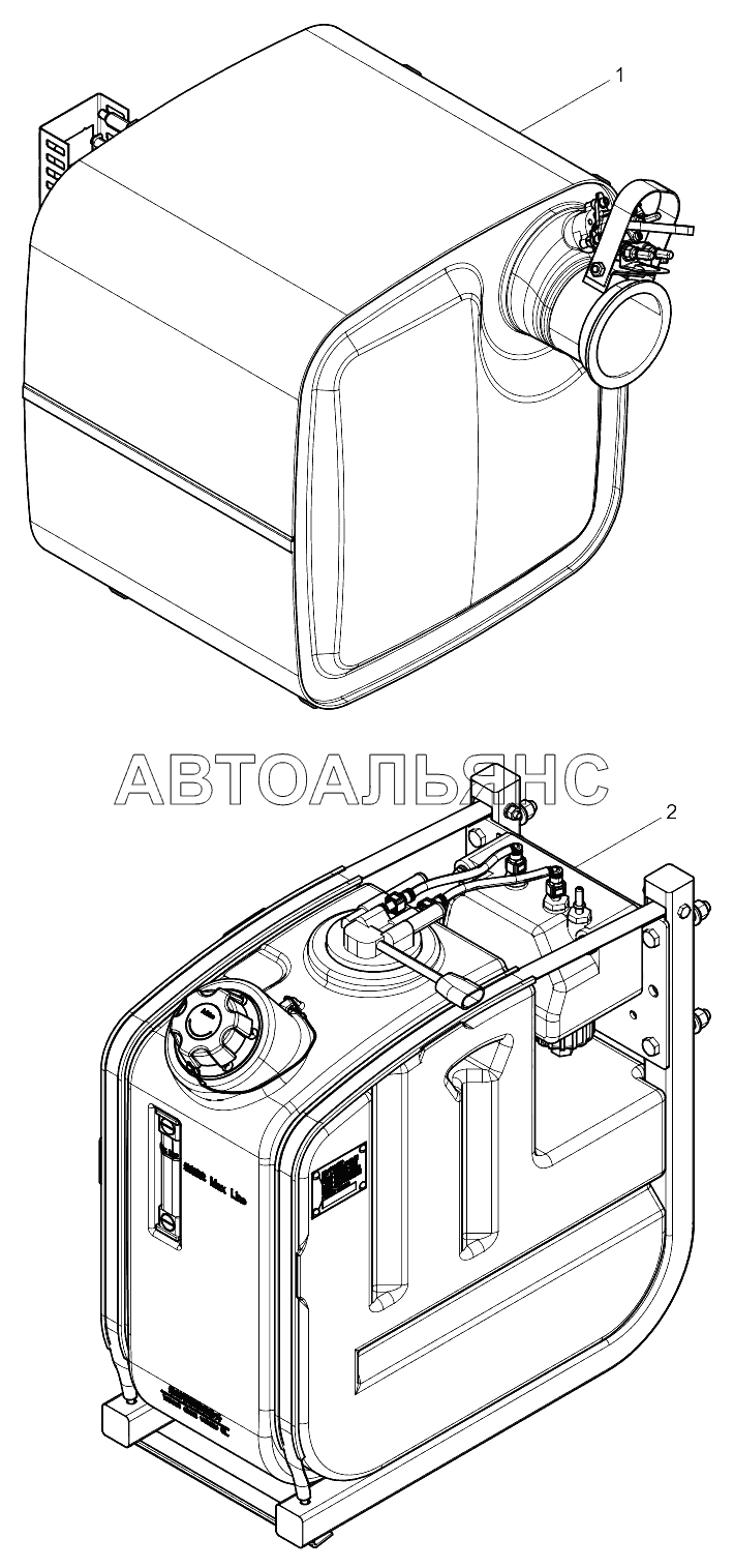 Отдельная группа деталей для доставки, прикрепленная к двигателю