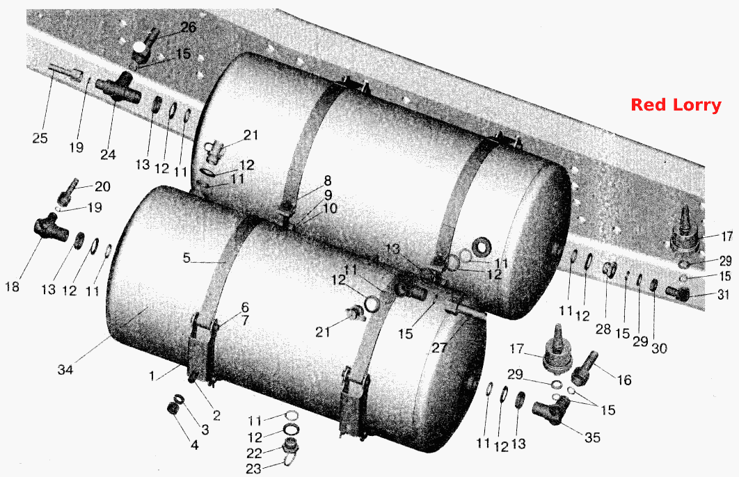 Установка ресиверов и присоединительной арматуры на МАЗ-543208, 543205, 543203, 543202