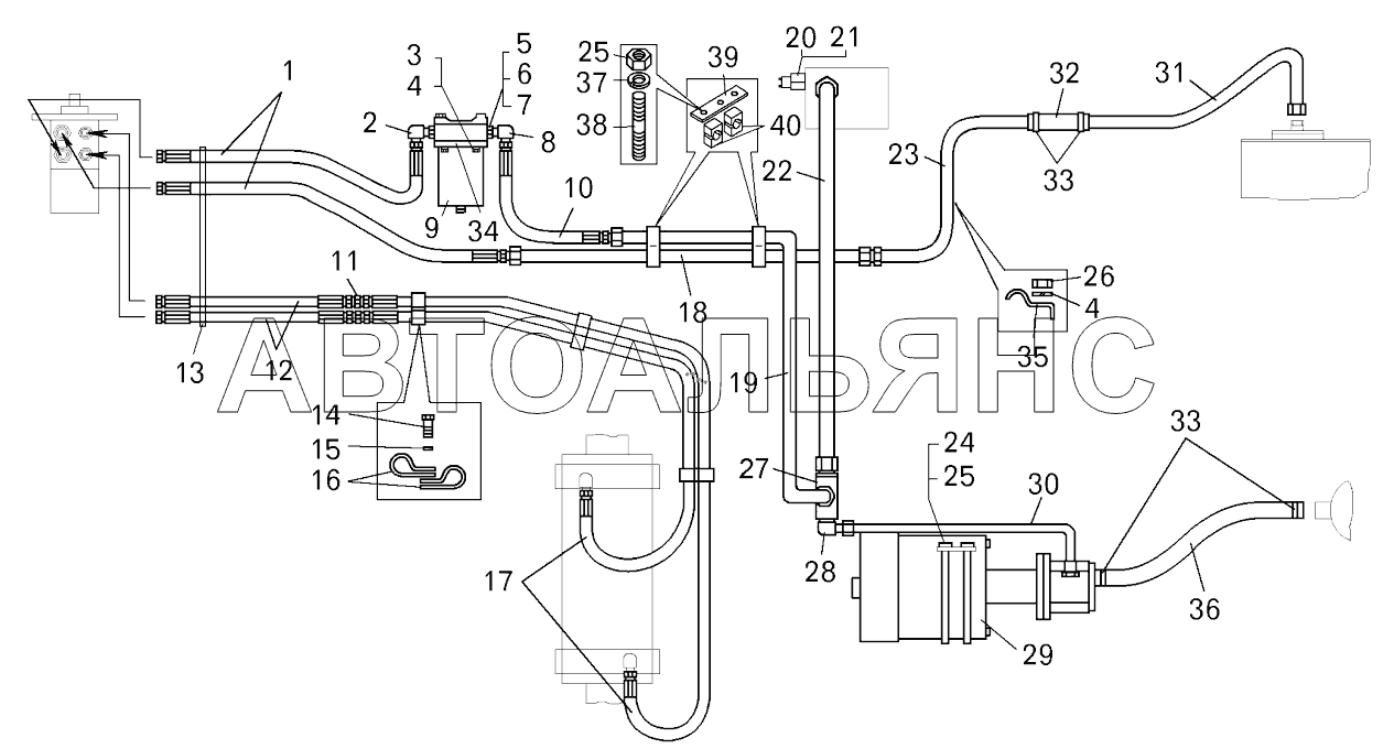 Установка трубопроводов рулевого управления;Mounting of steering pipelines