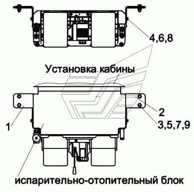 Установка блока испарительно-отопительного КЗК-1420-0113060