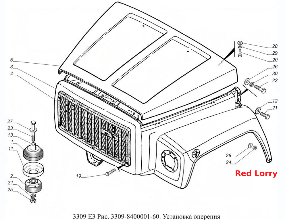 3309-8400001-60. Установка оперения на автомобиль
