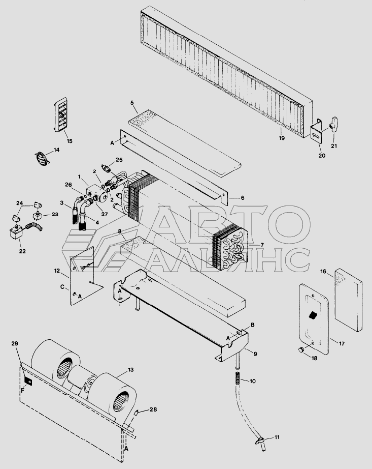CAB AIR CONDITIONING AND BLOWER GROUP
