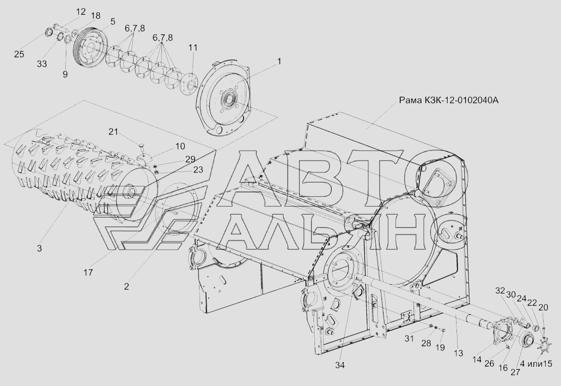 Аппарат молотильный КЗК-12-1-0102000 (установка барабана ускоряющего)