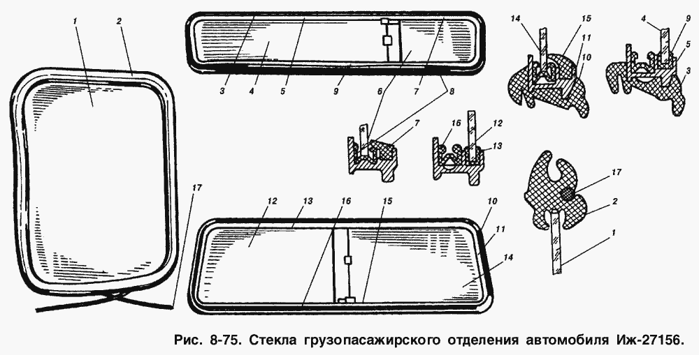 Стекла грузопассажирского отделения автомобиля ИЖ-27156