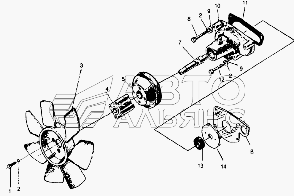 Cooling water pump fan puliey