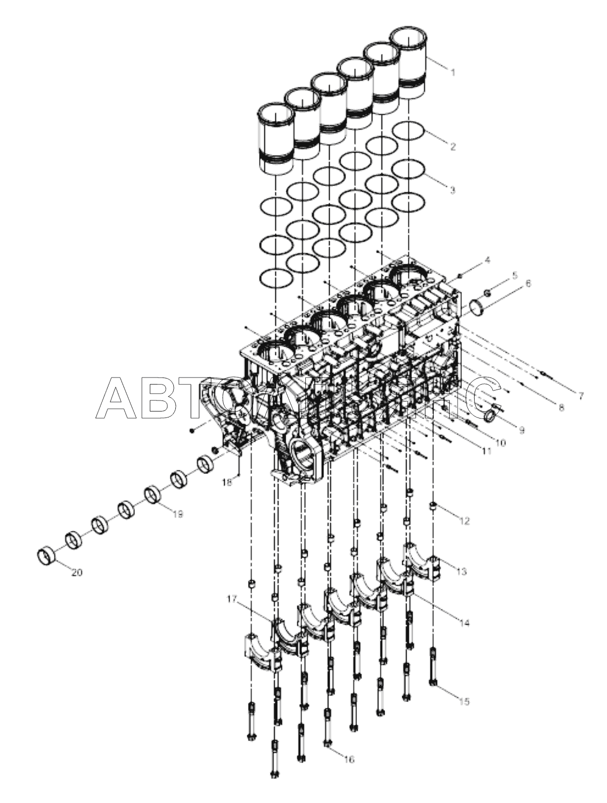 Cylinder block pre-assembly