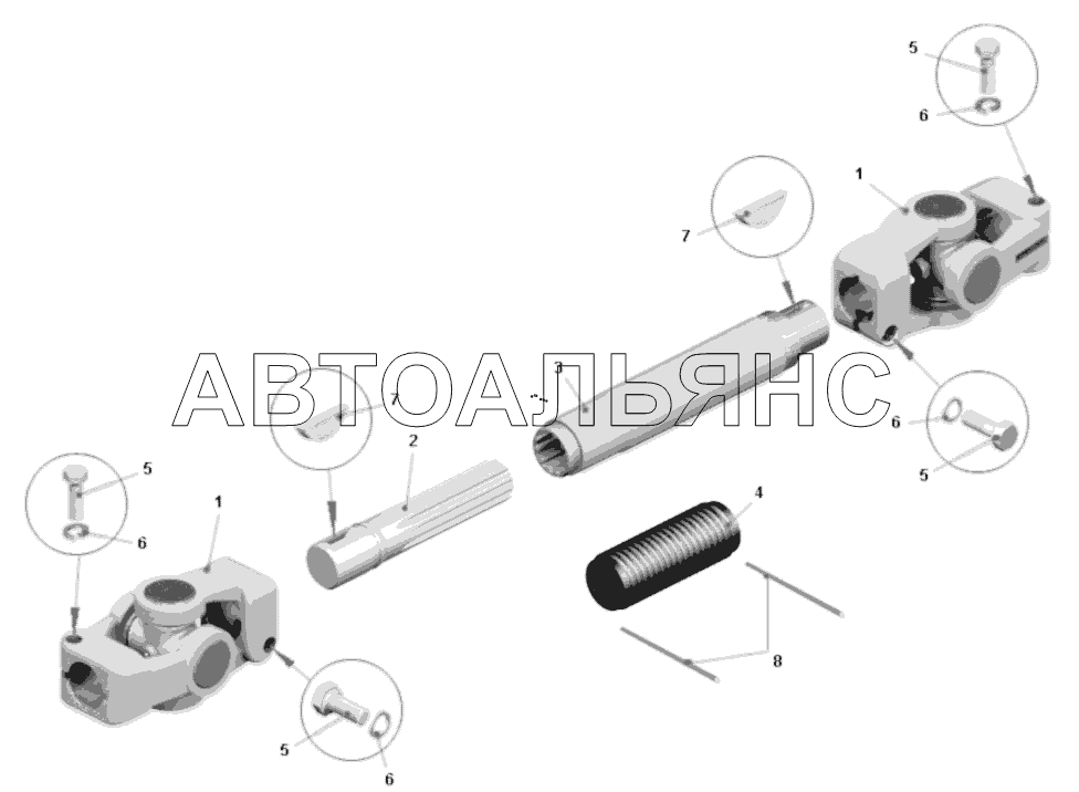 Вал карданный рулевого управления (7555-3401048);Steering cardan shaft