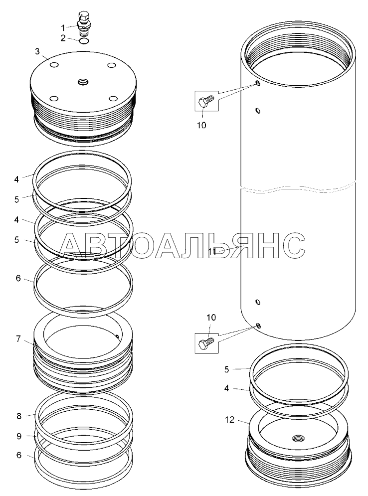 Пневмогидроаккумулятор (75306-3415010) Figure 2.10.14 – Pneumatic hydroaccumulator