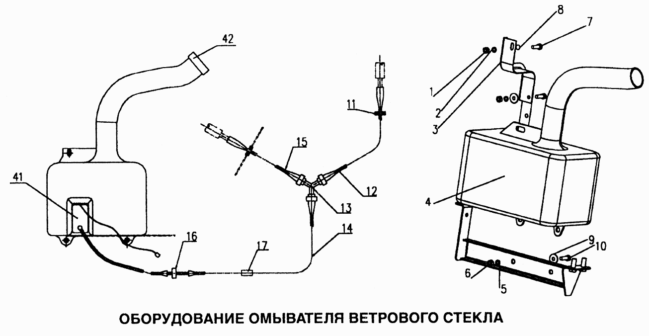 Оборудование омывателя ветрового стекла