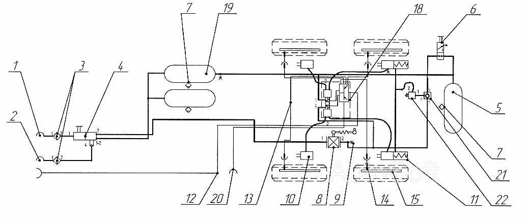Пневмопривод тормозов с АБС (VCS-2)
