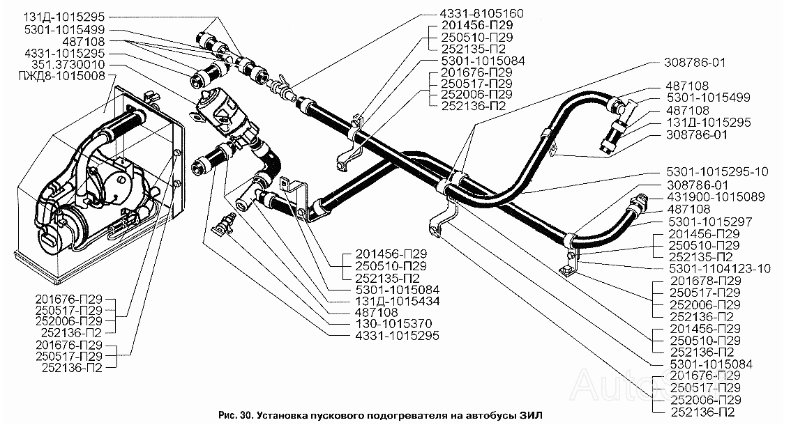 Установка пускового подогревателя на автобусы ЗИЛ-3250 и ЗИЛ-32501