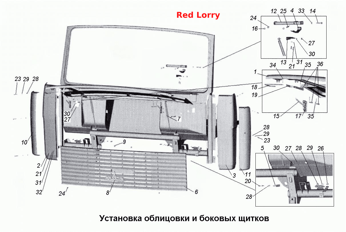 Установка облицовки и боковых щитков