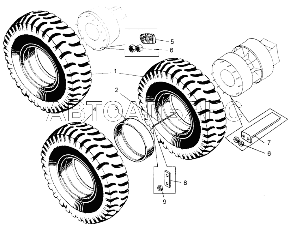 Колеса и детали их крепления;Wheels and parts of their fastening