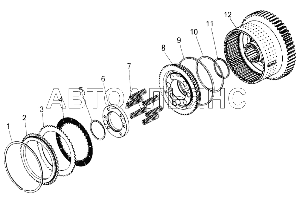 Фрикцион повышающего (понижающего) диапазона;Friction clutch of raising (lowering) range